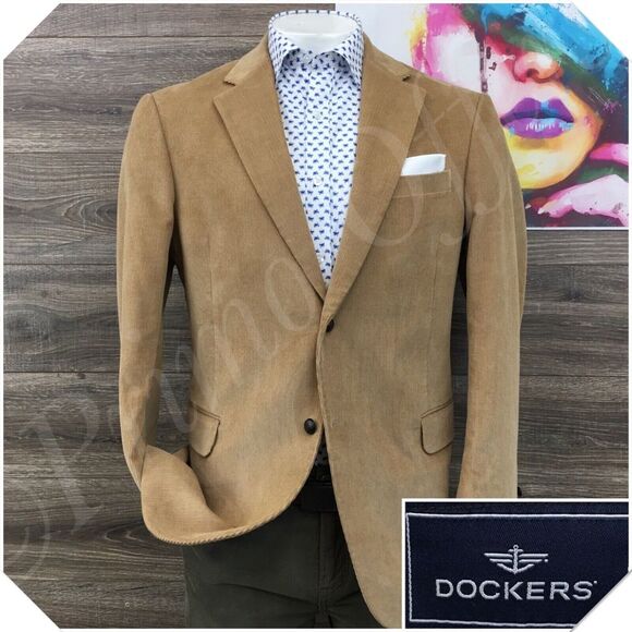 DOCKERS Mens Corduroy Blazer‎ Sport Coat Casual Jacket Size 42R Classic Suit